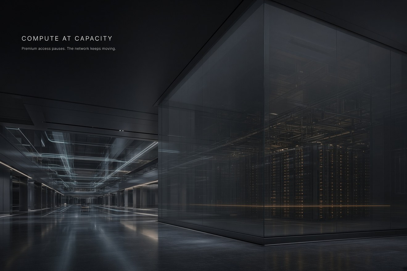 Cover: a glassed-in server hall at capacity beside an empty corridor. Headline — COMPUTE AT CAPACITY. CAL Signal issue B04, 19 September 2026