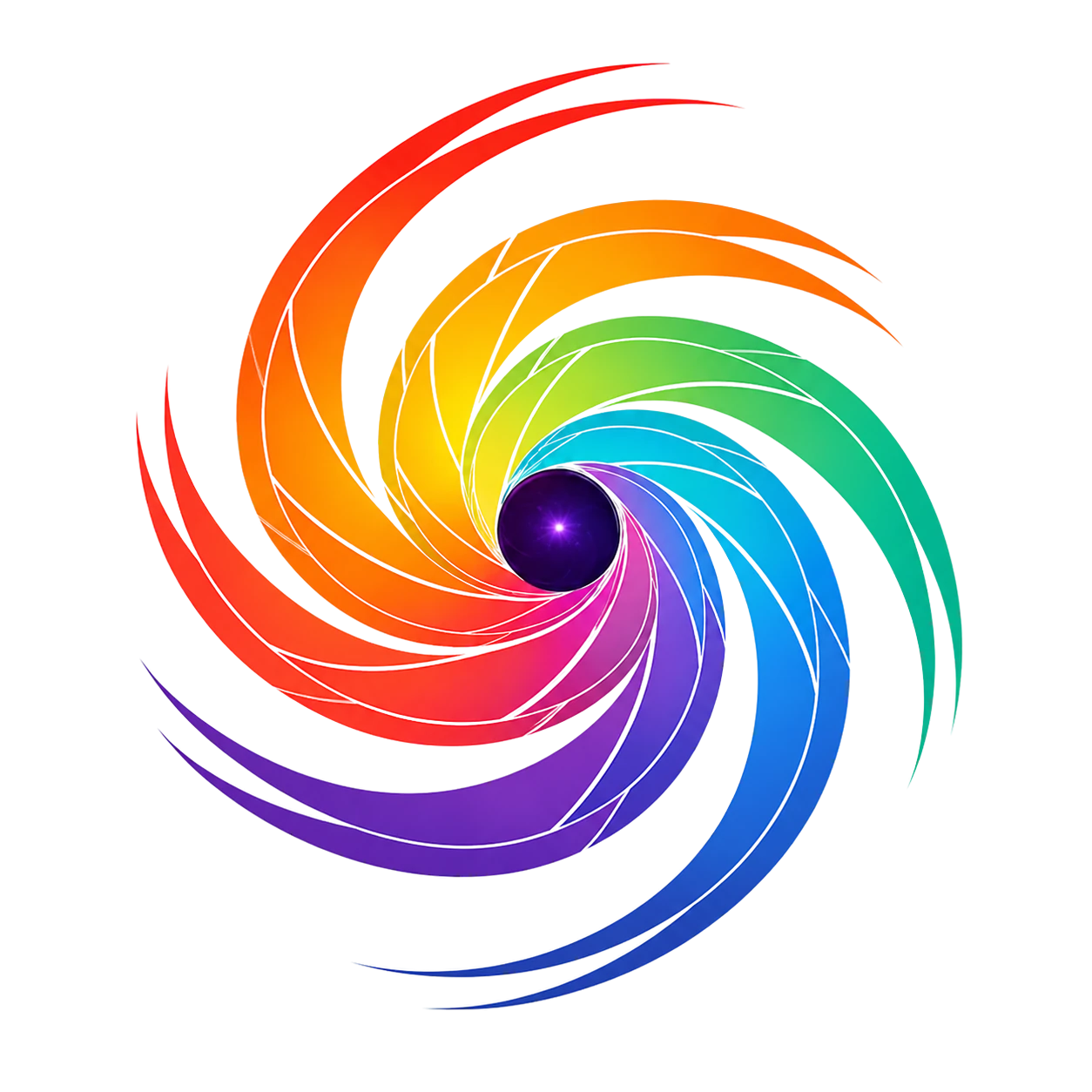 Cosmos AI Lab logo — galactic spiral with 6 rainbow petals